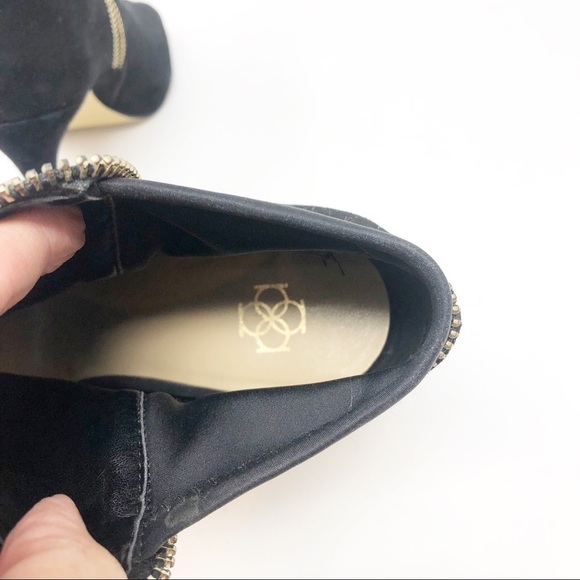 ANN TAYLOR BLACK FAUX SUEDE PEEP TOE SPIKE HEELS WITH ZIPPERS WOMENS SZ 7 - Picture 5 of 8